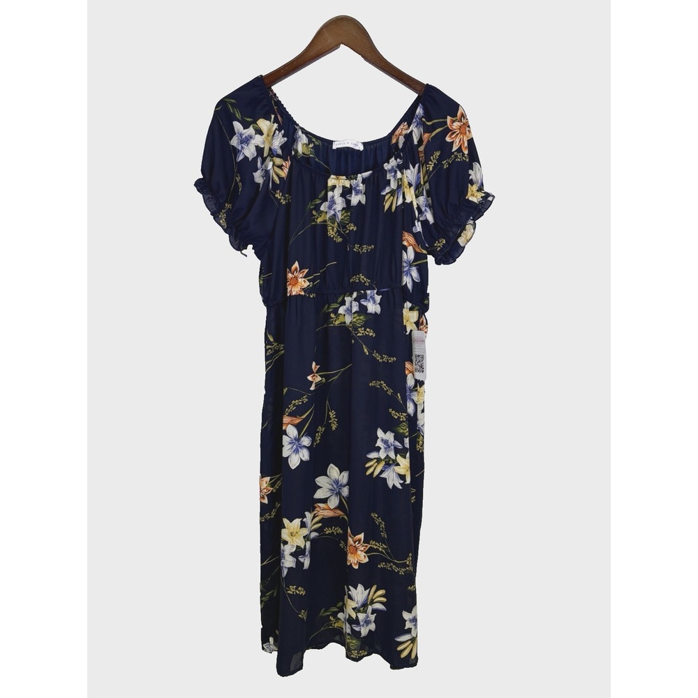 Chris & Carol NWT The Brendy Woman's Dress Size XL Navy Blue Floral Cottage Core